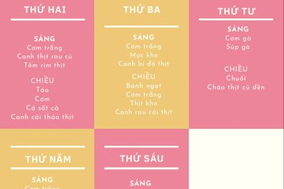 Thực đơn tuần 4 tháng 11 năm 2024