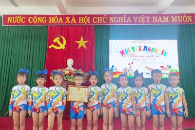 Chúc mừng các con đã đạt giải Ba hội thi Aerobic Mầm non cấp thị xã năm học 2024- 2025